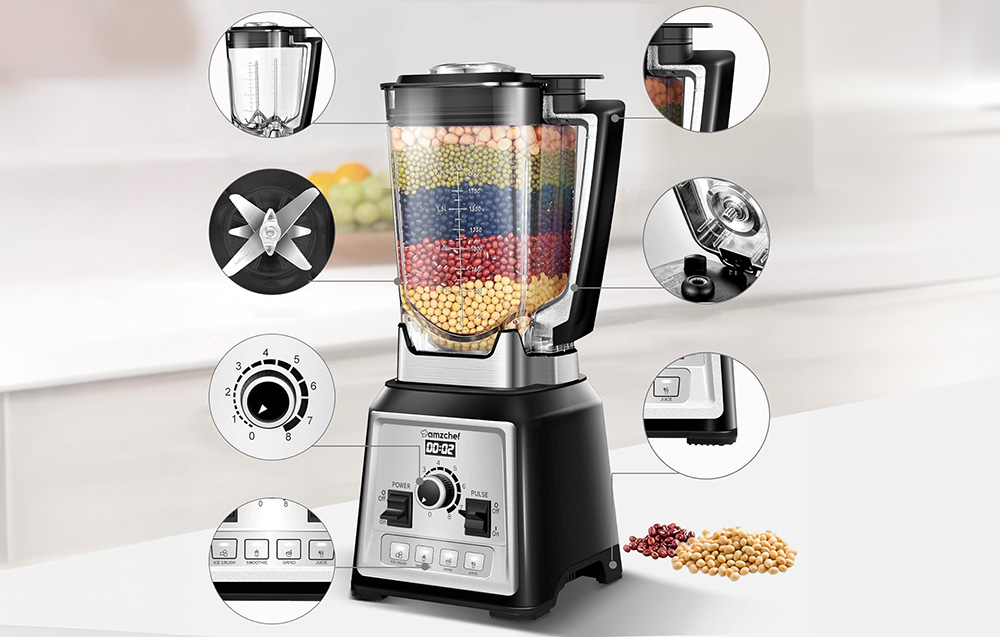 Amzchef 8088-GA Blender / Smothie Maker - 2000W, 2l - Grå