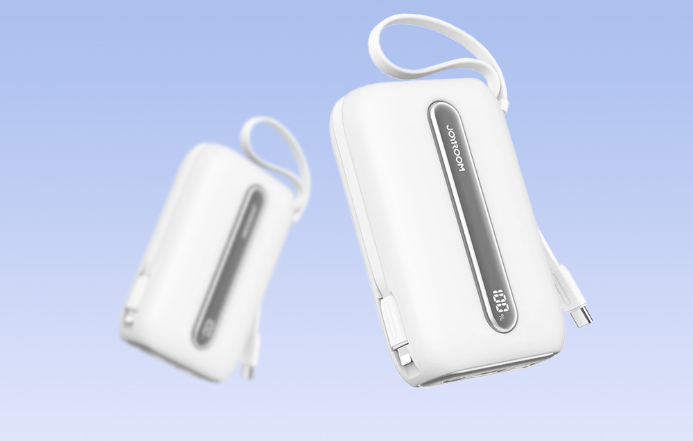 Joyroom JR-L012 Plus 20000mAh Power Bank med USB-C, Lightning-kablar - 22.5W - Vit