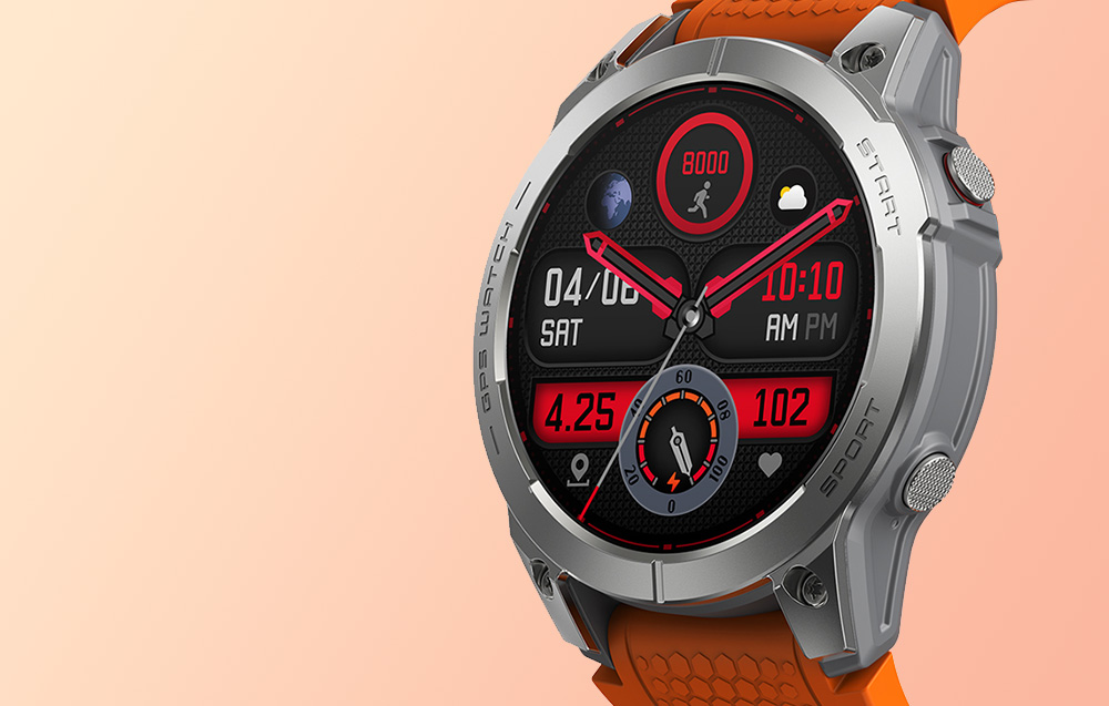 Zeblaze Stratos 3 Smartwatch med GPS, Ultra HD AMOLED-skärm - Orange