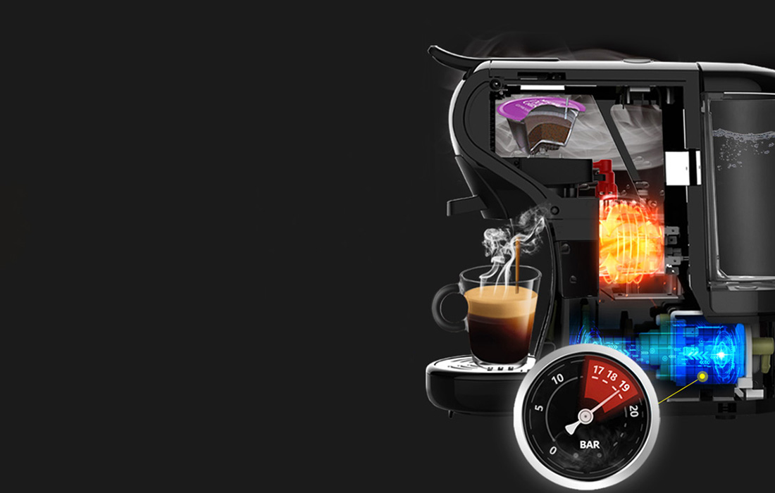 HiBREW H1A 1450W 3-i-1 kaffebryggare med kapslar