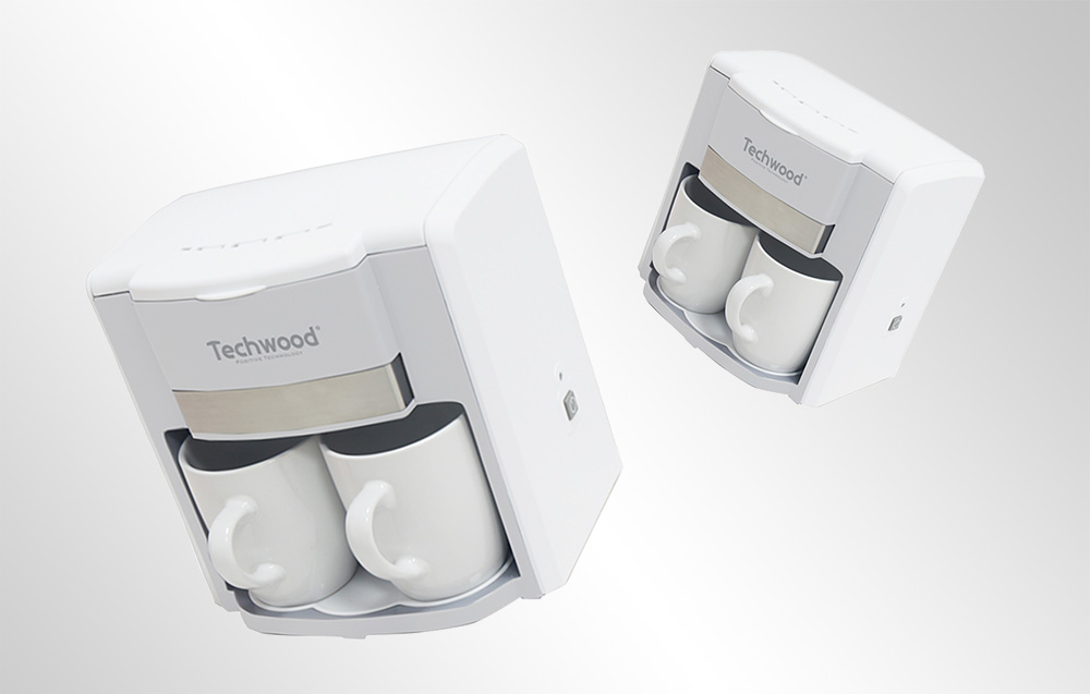 Techwood 2-kopps pour-over kaffebryggare - vit